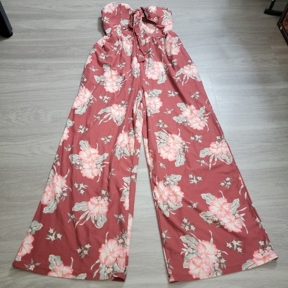 🔴15 Sale!! Lovely Floral Strapless Jumpsuit With Pockets